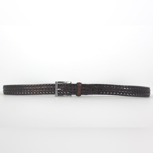 Adjustable Braided Woven Brown Leather Belt Silver Buckle Vintage Distressed - Picture 6 of 9